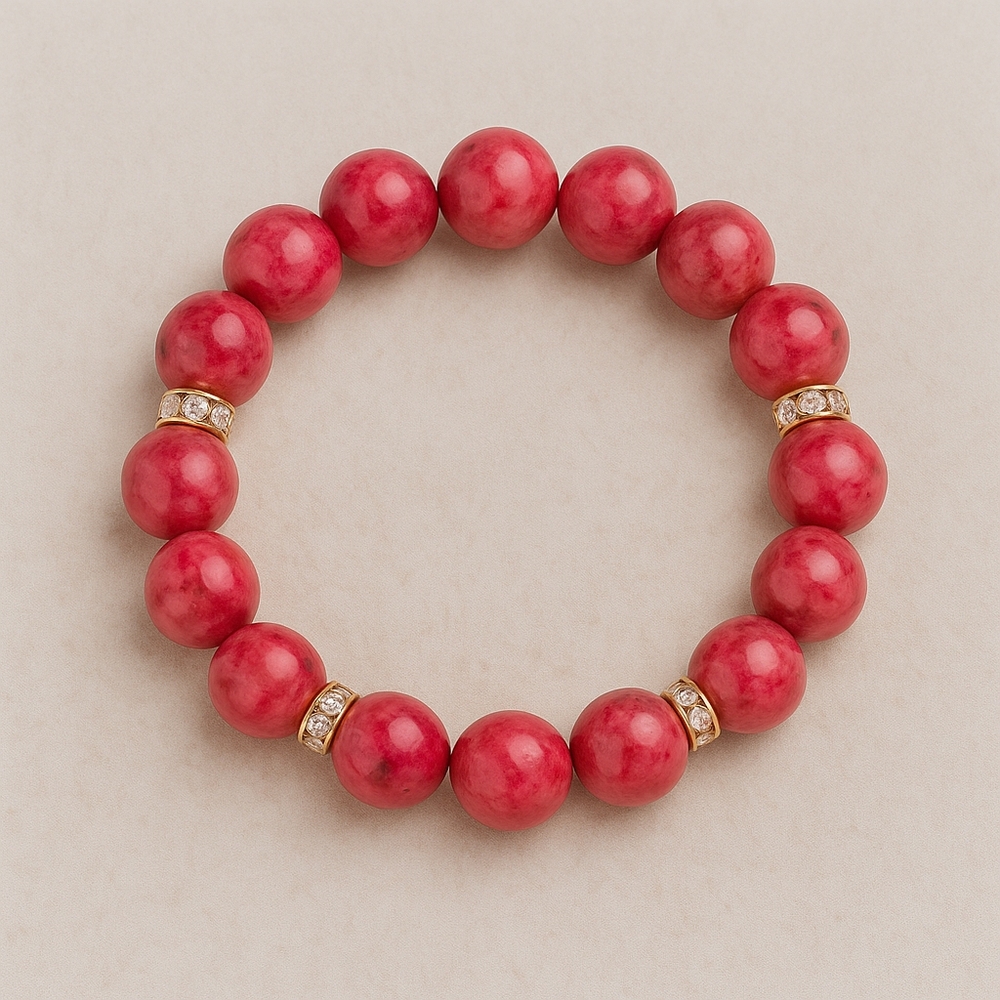 Vibrant Sea Sediment Jasper Beaded Bracelet with Smooth Polished Finish